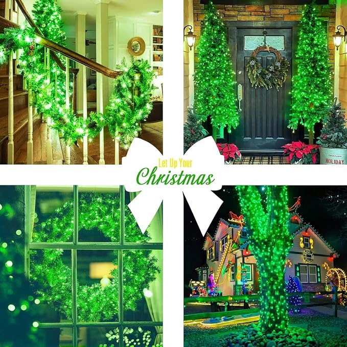 JMEXSUSS 150 LED Green Christmas Lights Indoor, Green Lights for Halloween | Connectable String Lights Outdoor, 59ft 8 Modes Green Christmas String Light for Bedroom Room Home Party Christmas Tree Decor