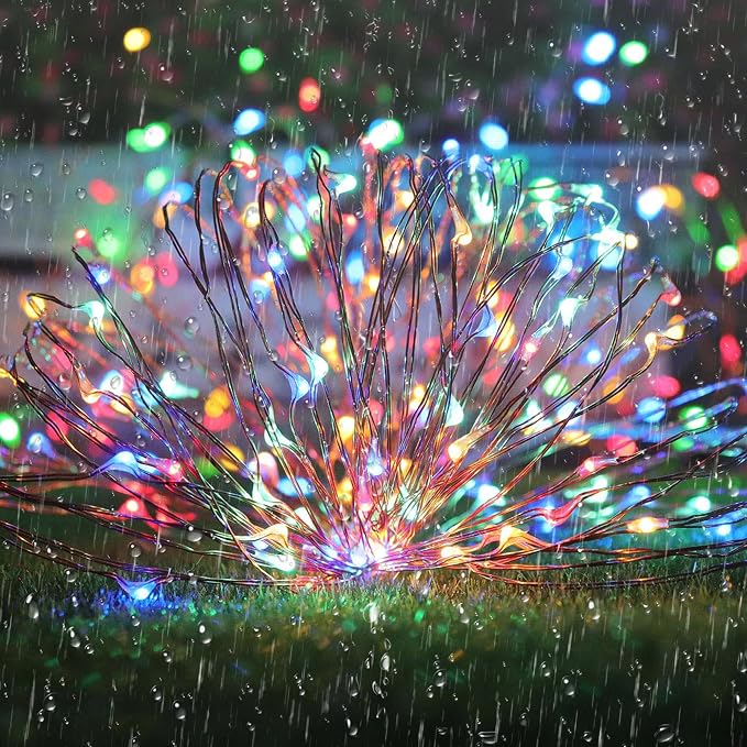 Joomer Solar Fairy Lights, 4Pack Total 104FT 320LED Lights, Multicolor | Silver Wire, Solar String Light Waterproof 8 Lighting Modes for Patio Fence Party Garden Yard Home Outdoor Decoration