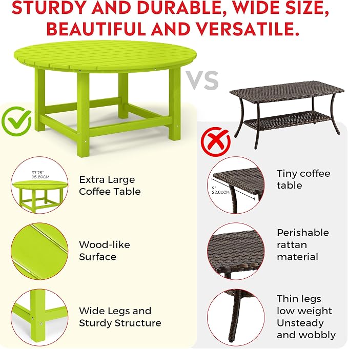 Costaelm Kids Dinner Table, Toddler Play Desk Student Desk Outdoor Childrens Picnic Tables for Children Arts & Crafts, Snack Time, Multi-Activity Table for Ages 2-8 in Home/Outside, Lime