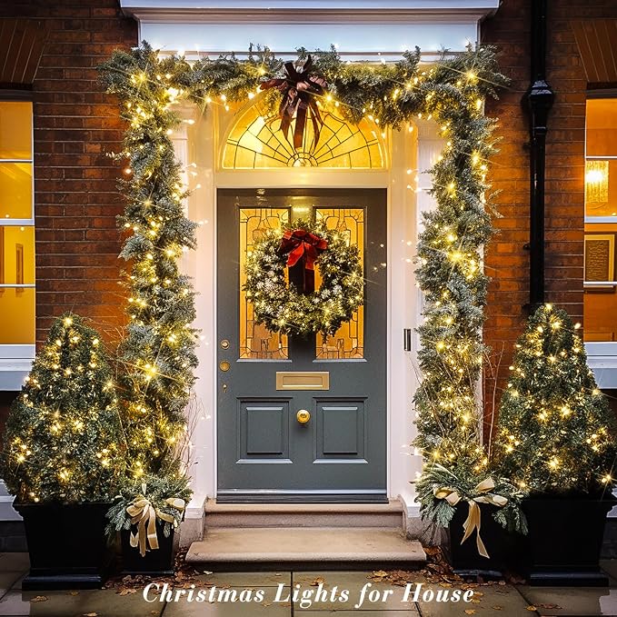 JMEXSUSS 230ft 720 LED Warm White Christmas String Lights Outdoor | Plug-in Outdoor String Lights with Remote Control, Clear Wire 8 Modes Christmas Tree Light for Bedroom Tree