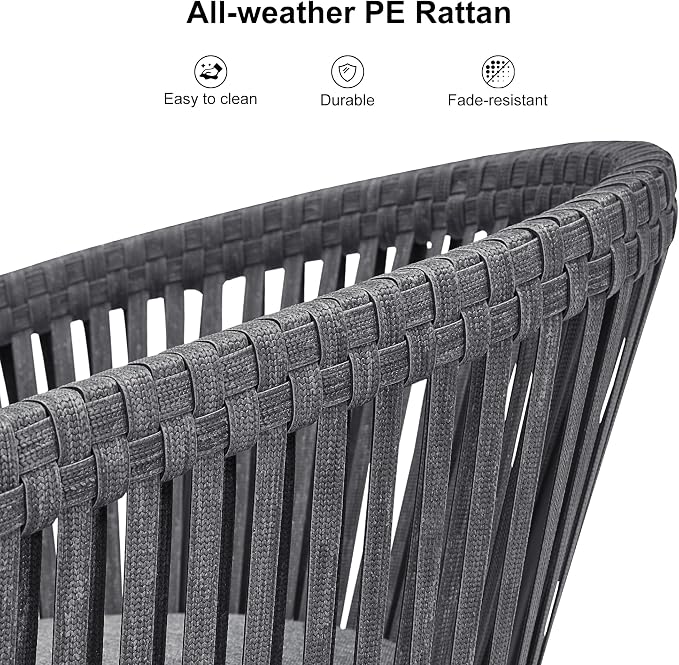PURPLE LEAF 16 Pieces Outdoor Dining Set with Patio Aluminium Dining Table and Wicker Chairs Modern Furniture Cushions Sets for Backyard Indoor Decor Kitchen Gray