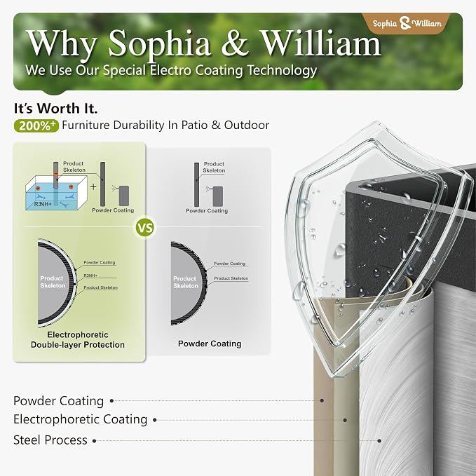Sophia & William Outdoor Dining Set for 8 Patio Dining Sets 9 Pieces Patio Table and Chairs Set with 8 × Swivel Textilene Chairs and 82" Large Metal Table for Deck Garden Pool All Weather (Grey)