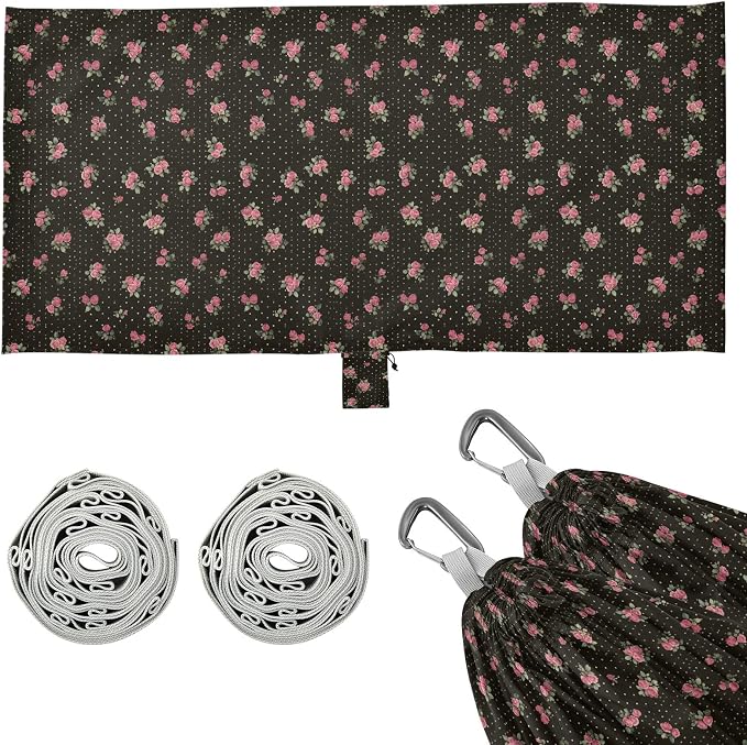 Camping Hammock Outdoor Hammocks for Outside Rose Dots Floral Black Beach Trees Portable Lightweight with Pockets Tree Straps Indoor