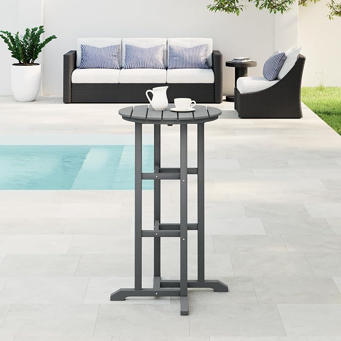 WestinTrends Malibu 42" Counter Height Round Outdoor Patio Bistro Bar Table, Gray