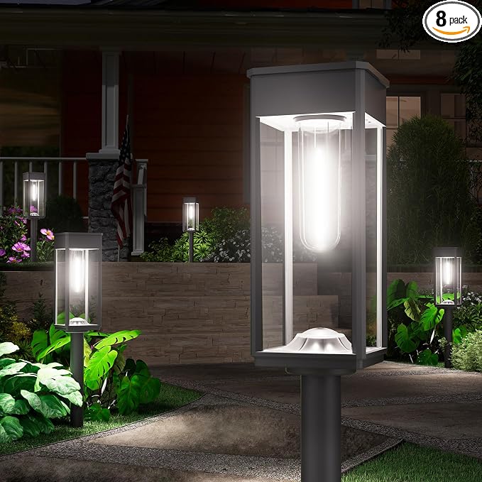 NEWMESSI 8 Pack Bright Solar Pathway Lights, IP65 Waterproof Outdoor Garden Path Lights, Solar Powered for Yard, Lawn, Walkway, Driveway Landscape Lighting (Cool White)