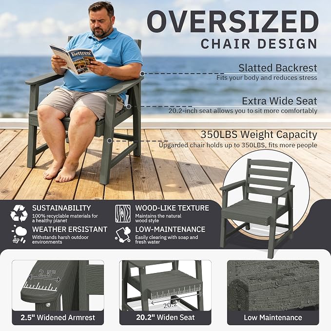 AreShark 9-Piece Outdoor Dining Set,HDPE Patio Table with 8 Chairs,All-Weather Patio Furniture Set with Umbrella Hole,Low Maintenance Wood Grain Dining Set for Backyard,Garden,Poolside,Gray