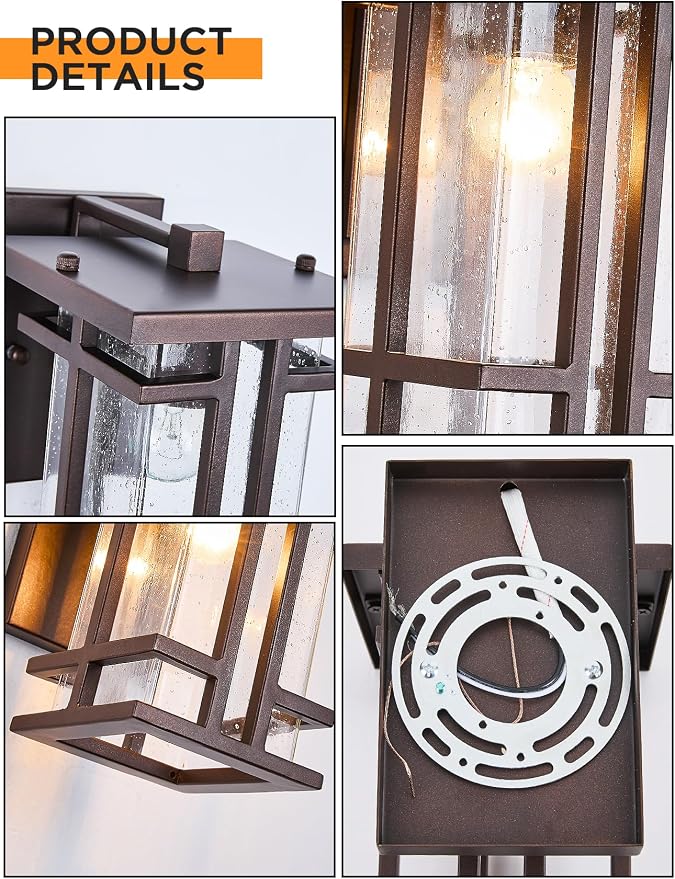 Retro Outdoor Wall Light Oil Rubbed Bronze Outside Wall Lamp with Seeded Glass Shade 10"H Exterior Light Fixtures Wall Mount IP65 Waterproof Outdoor Porch House Lighting Exterior Wall Sconces E26