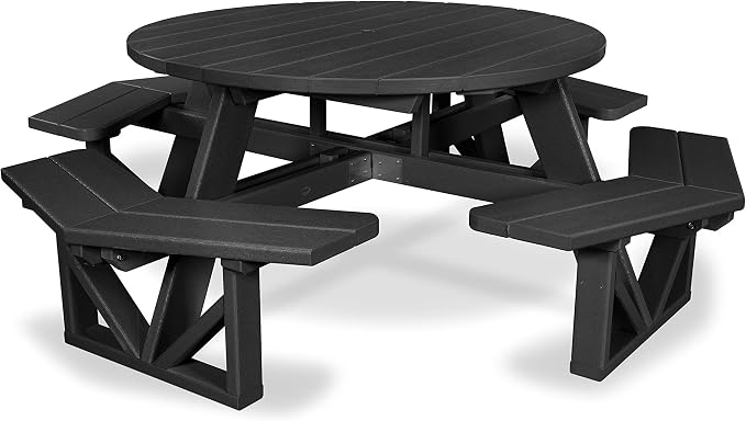 POLYWOOD PH53BL Park 53" Octagon Table, Black