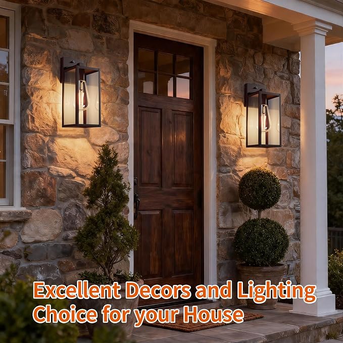 13'' Oil Rubbed Bronze Dusk to Dawn Outdoor Porch Lighting Fixtures Wall Mount, Sensor Exterior Wall Light for House, Ouside Lantern Lamp, Waterproof Wall Sconce Lights, Metal Coach Light for Garage
