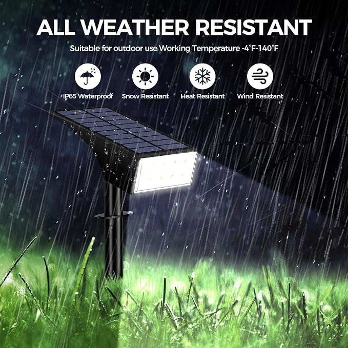 WENATY Solar Spot Lights Outdoor, 12 Pack Landscape Spotlights, Cool White | IP65 Waterproof, 4 Lighting Mode, 2-in-1 Solar Lights Outdoor, Solar Powered Flood Light for Yard Garden House Tree Pathway