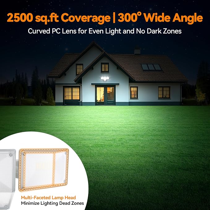 85W 10000LM Dusk to Dawn Outdoor Lighting, 4-Head Super Bright LED Flood Light, 5000K Daylight, IP65 Waterproof Hardwired Exterior Security Light for House Garage, Yard, Backyard (White)