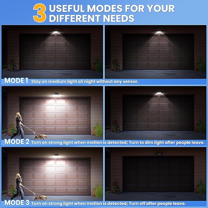 [10 Packs] Solar Motion Sensor Outdoor Lights, Super Bright Solar Lights Outdoor Waterproof, 3 Lighting Modes Security Wall Light for Outside Walking Dog Fence Backyard Deck Garden Door Step Garage