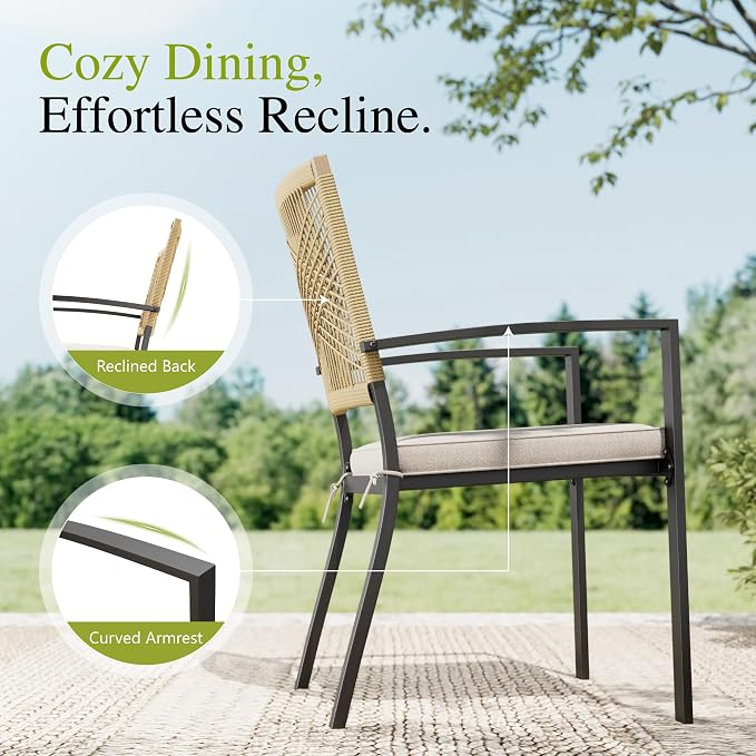Sophia & William 7pc Patio Dining Set, 54" Round Table, Wicker Chairs | Outdoor Dining Set for 6, Round Patio Dining Table Set with Patio Wicker Chairs for Garden, Porch, Deck