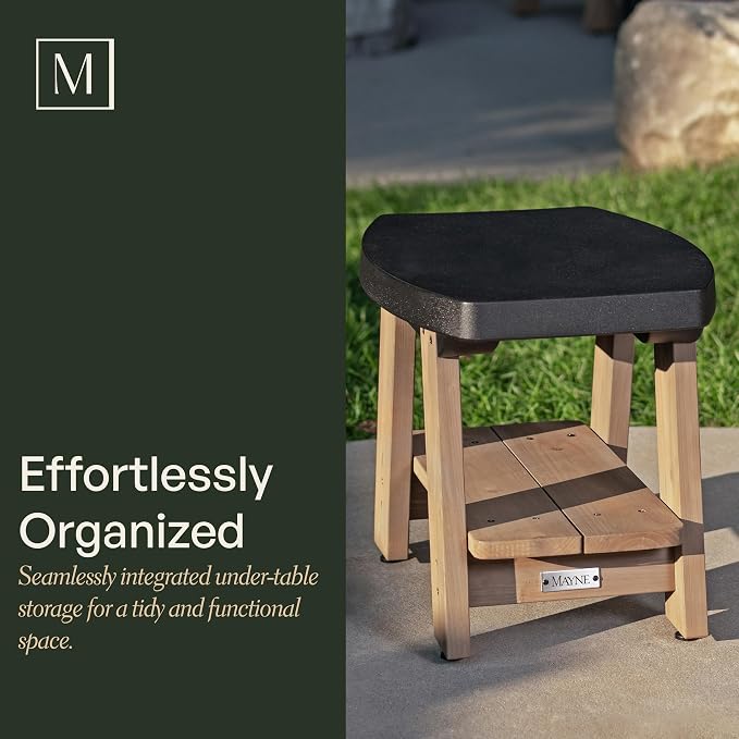 Mayne Mesa Weather Resistant 2-Tier End Table with Built-in UV Inhibitors, Easy Assemble Patio Furniture, Outdoor Furniture for Patio, Porch, Backyard
