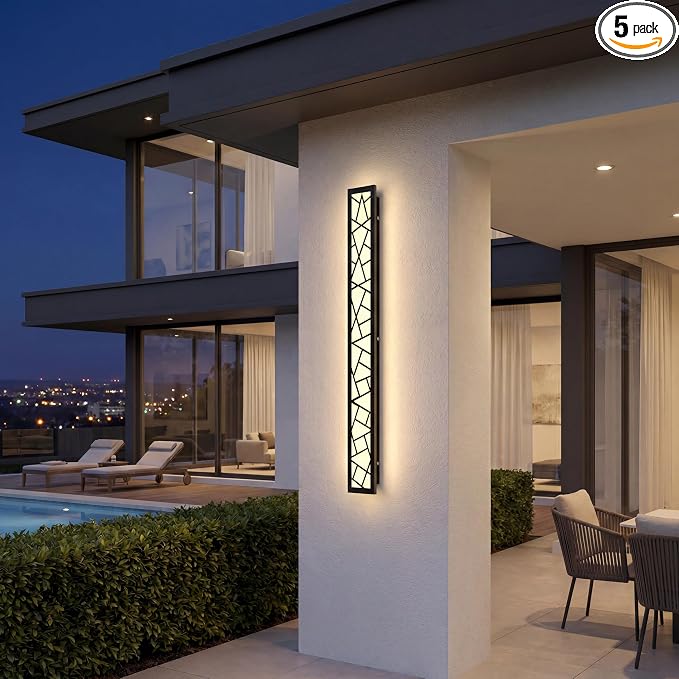 Outdoor Wall Lights 39.4inch Modern Outdoor Wall Sconce LED Long Wall Sconces Black Front Porch Light Waterproof Led Wall Light IP67 3000K Exterior Lighting Fixtures