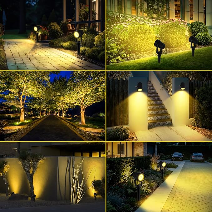 T-SUN Solar Spotlights Outdoor Waterproof, 2-in-1 Solar Landscape Spotlights LED Garden Spot Lights for Yard Tree Garden Pond Pool Area (Warm White)