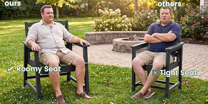 LOUNZY 11 Piece Patio Dining Set for 10, Outdoor Table and Chairs, Black | 89.4“ table,10 person HDPE outdoor dining set, 304 stainless steel, weather resistant up to 10 years for large gatherings