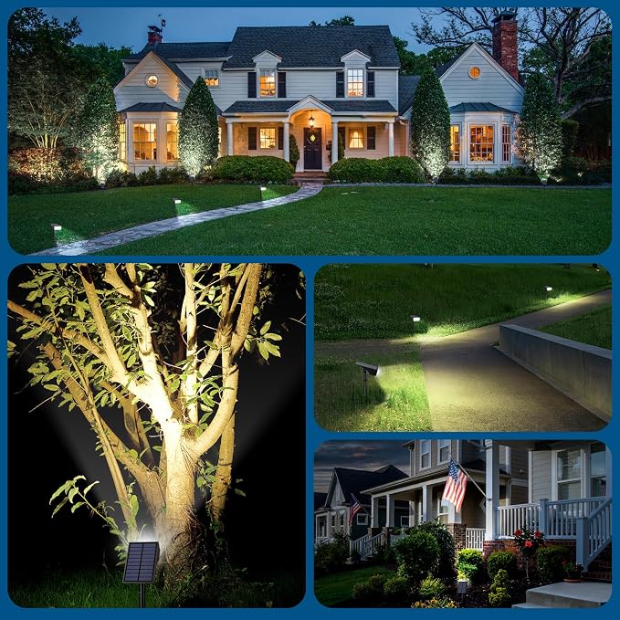 Solar Lights Outdoor Waterproof IP65, Landscape Lights, 6 Pack, Cool White | WENATY Spot Lights Outdoor, 4 Brightness Modes, Dusk to Dawn Solar Spotlights for Yard Garden Pathway Porch Tree House Decor