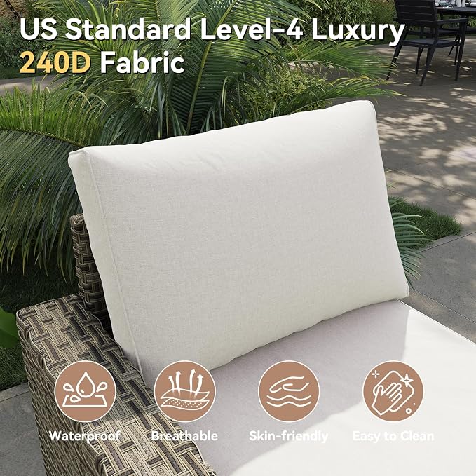 LazySunsets Luxury Patio Furniture Set with Fire Pit Table，All-Weather Patio Sectional Sofas with Thickened Cushions, 13 Piece Outdoor Furniture Sectional Set with Swivel Rocker Chairs of 2，Beige