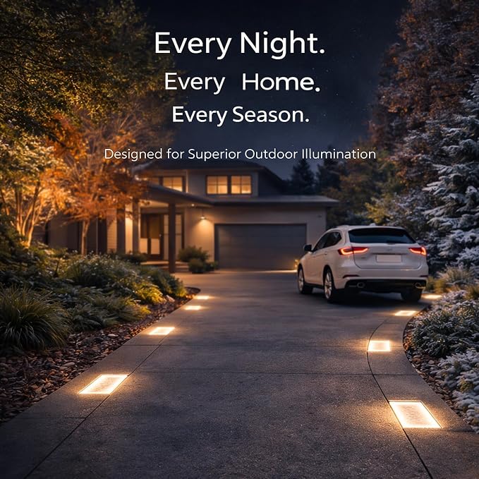 4x8 Solar Ground Lights, 3500K Paver Light, Warm White, 6Pack | Super Bright 100-LEDs, Outdoor Waterproof, Recessed Lighting Bricks, Driveway, Pathway, Walkway, Garden deck, Landscape