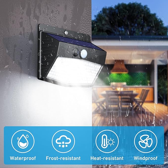 Solar Outdoor Lights, 12 Packs Solar Motion Sensor Security Lights with 3 Lighting Modes Solar Wall Lights Waterproof Solar Powered Lights for Garden Fence Yard | Cool White, Black, Waterproof, LED, Solar Powered, Security, Outside, Wall, Garden, Fence...