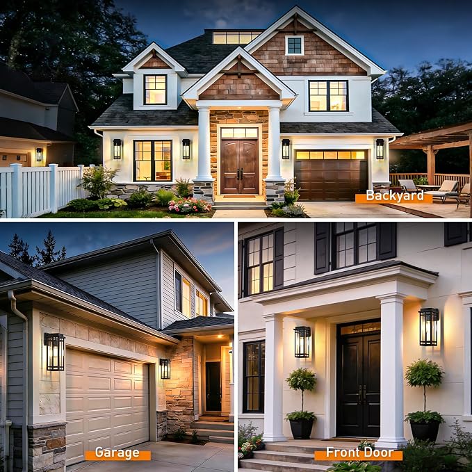 13.8'' Outdoor Wall Light Fixtures 2 Packs, Black Porch Lights | Outdoor Lights for House, Exterior Lighting Fixtures Wall Lanterns, Waterproof Modern Outside Sconce for Garage(No Sensor)