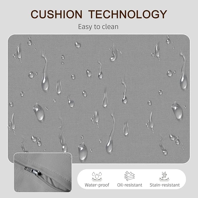 4 Pieces Patio Furniture Set, Metal Outdoor Conversation Sets with Fire Pit Table for Backyard Garden Deck Porch Poolside (Thick Gray Cushions)
