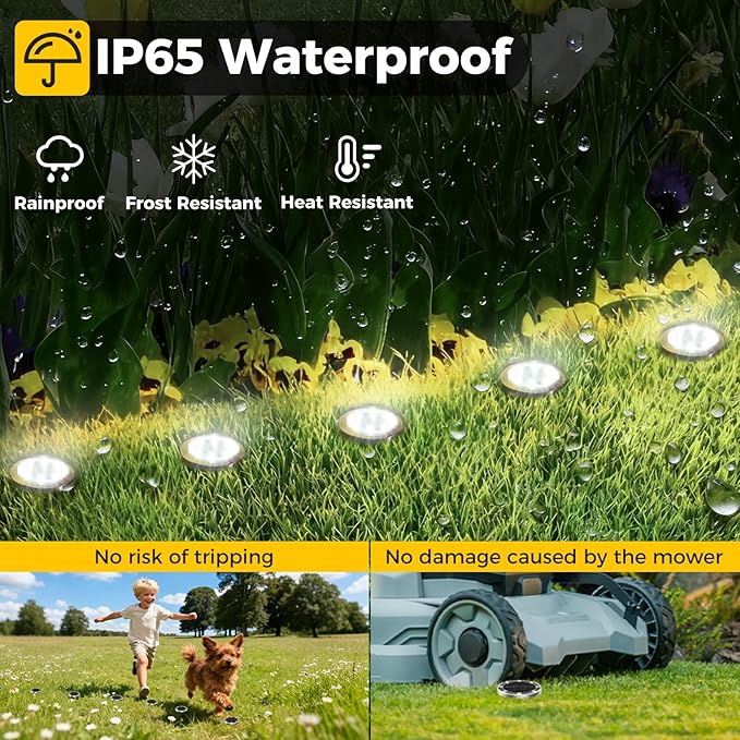 30 Pack Solar Ground Lights Outdoor, 8 LED Mini Flat Solar Disc Lights, IP65 Waterproof Pathway Lights Solar Powered, Landscape Lighting for Garden Walkway Driveway Yard Lawn,Cool White