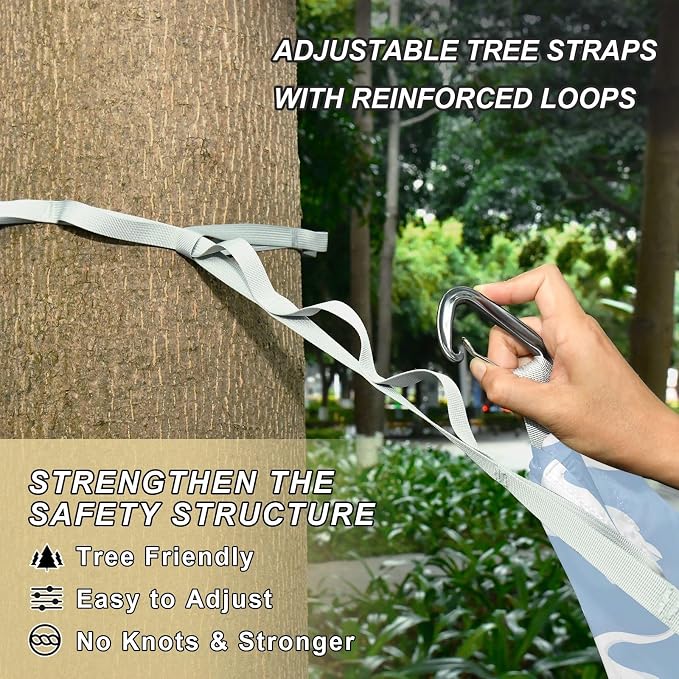 Camping Hammock Outdoor Hammocks for Outside Swan Blue Beach Trees Portable Lightweight with Pockets Tree Straps Indoor