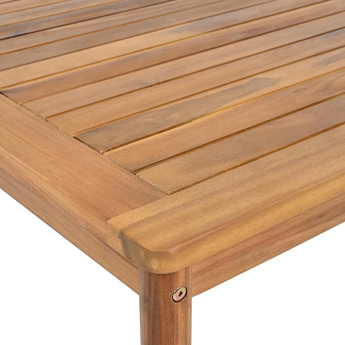 Christopher Knight Home Coby 5-Piece Acacia Wood Patio Furniture Set, Outdoor Conversation Sofa Set with Club Chair, Coffee Table and Ottoman, Patio Sectional Chat Set for Backyard/Balcony, Teak+Beige