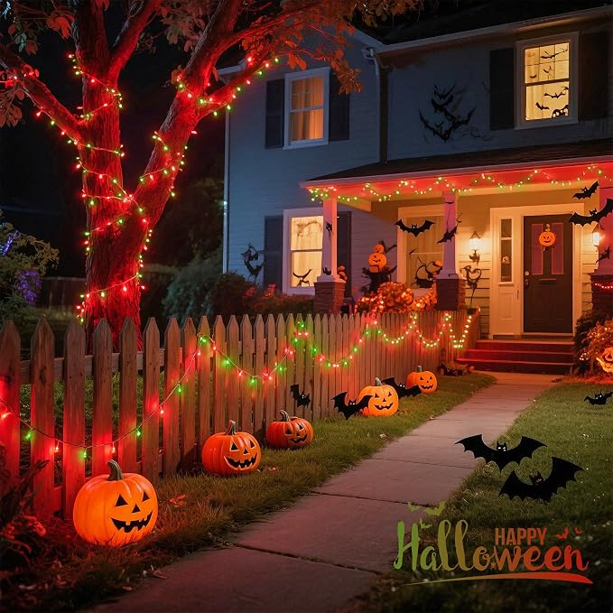 JMEXSUSS 600 LED Christmas String Lights Outdoor, Red White and Green | Christmas Tree Lights Clear Wire, Halloween Lights Plug in for Outside Tree Xmas Decorations, Remote with Timer, 8 Modes