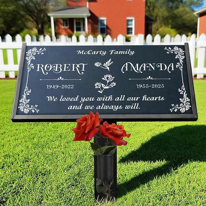 Headstones for Graves - Natural Granite Memorial Stone Custom Tombstones for Grave Stones Temporary Grave Marker for Cemetery for Humans
