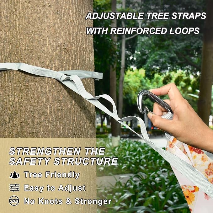 Camping Hammock Outdoor Hammocks for Outside Pizza Flower Beach Trees Portable Lightweight with Pockets Tree Straps Indoor