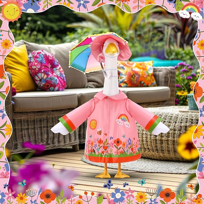 Porch Goose Outfit Summer Hawaiian Fishing Porch Goose Outfit Clothes Costume for 23 In Statue Garden Yard Decor