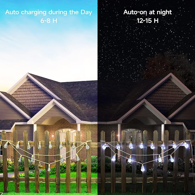 Solar Outdoor String Lights, 20Ft Vintage Rope Hemp Solar Patio Lights, Waterproof White Solar Powered String Lights With 8 Modes 16 Shatterproof Bulbs for Garden Yard Fence Stairs Balcony Café Bistro