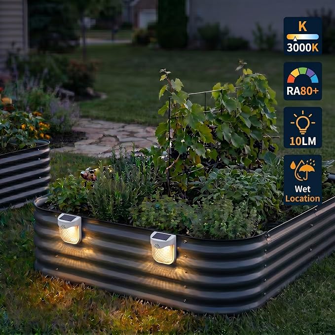 Solar Outdoor Lights, Dusk to Dawn Solar Fence Lights with Magnetic Base, Waterproof LED Deck Lighting 3000K Warm White, Garden Decor for Fence, Deck, Patio, Yard, FCC Certified, Gray, 4 Pack