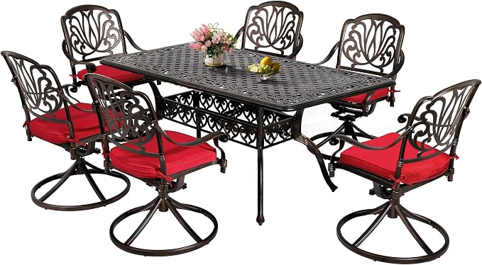 TITIMO 60" Outdoor Patio Bistro Rectangular Dining Table with 2" Umbrella Hole