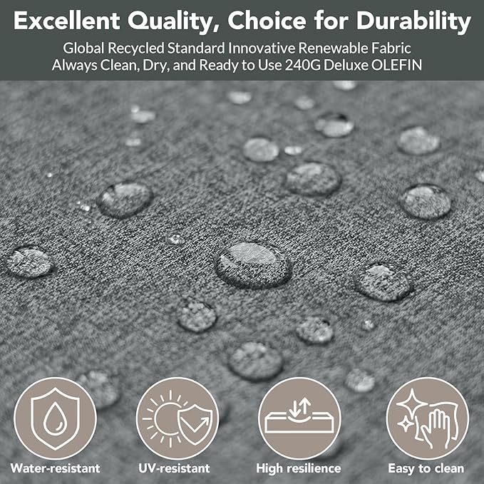 Outdoor Patio Furniture Set 3 Seats Sofa and Coffee Table with Washable Thick Cushions, All-Weather Luxury Aluminum Modern Outside Sectional Set for Porch, Balcony, Deck, Yard, Gray