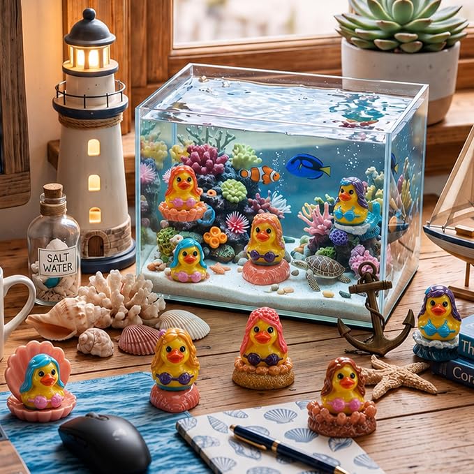 72 Pcs Mini Resin Mermaid Ducks Bulk Tiny Duckies Small Basket Stuffers Gifts for Table Party Decorations Favors