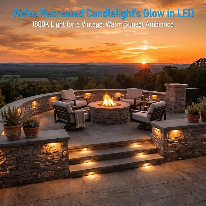 LEONLITE 8-Pack 5CCT 7 Inch LED Hardscape Lighting, 1800K-5000K | LED Landscape Lighting, 12-24V AC/DC Paver Light Low Voltage Retaining Wall Lights, 5W Outdoor Step Lights, ETL