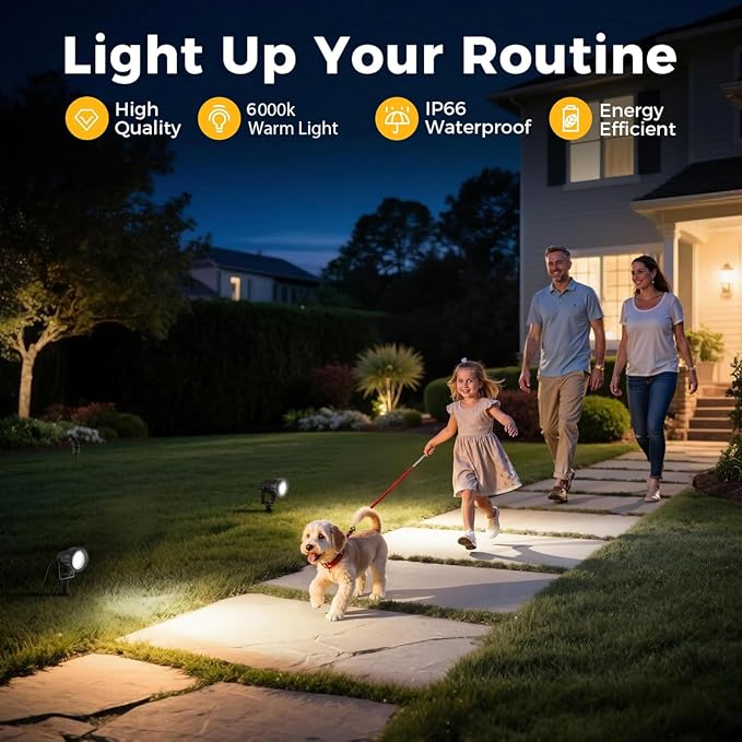 L LOHAS LED 5W Dusk to Dawn Outdoor Spotlight 6000K Landscape Light 4 Pack | Outdoor Spotlights with Dusk to Dawn Sensor, Waterproof Landscape Lights for Yard, Garden, House and Tree Decoration