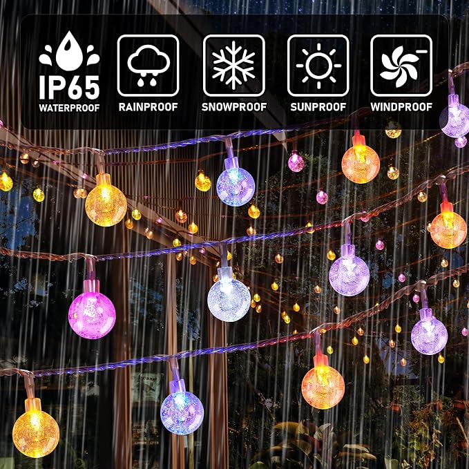 YCoisini 56FT Outdoor String Lights, 100 LED Patio Lights with Remote Control, Voice-Activated & Music Sync Mode, 16 Color-Changing Modes, Waterproof for Patio Garden Party Decor