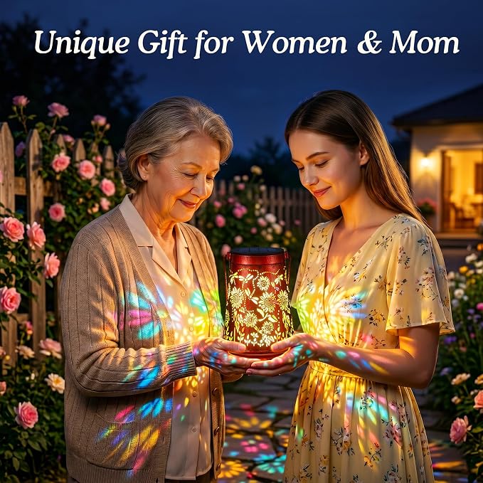 2 Pack Sunflower Solar Lanterns Outdoor Solar Lights | Sunflowers & Dragonfly, Waterproof Metal Hanging Lights for Patio, Pathway & Yard, Garden Decor Gifts for Women Mom & Grandma
