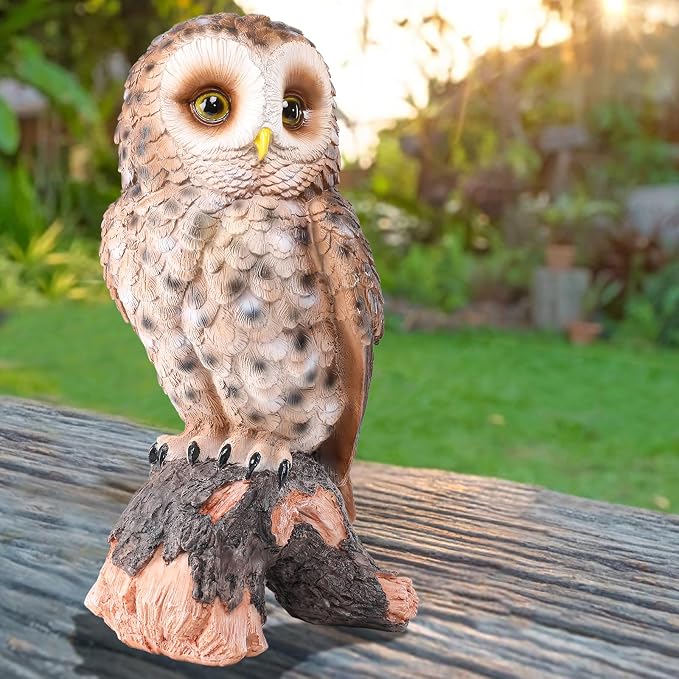 WONDER GARDEN Owl Statue Decor, Outdoor Resin Owl Figurine Sculpture for Home Outside Porch Patio Lawn Yard Decorations or Housewarming