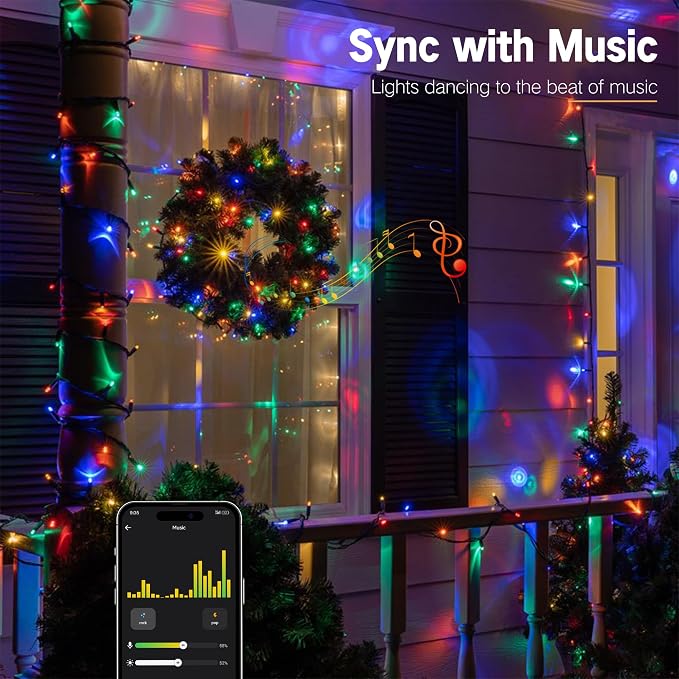 BrizLabs Smart Christmas Lights, 196.8FT 600 LED Color Changing Christmas Lights with APP/Voice Control, Warm White Multicolor Xmas Fairy Lights Music Sync Tree Lights Dimmable for Indoor Outdoor Home