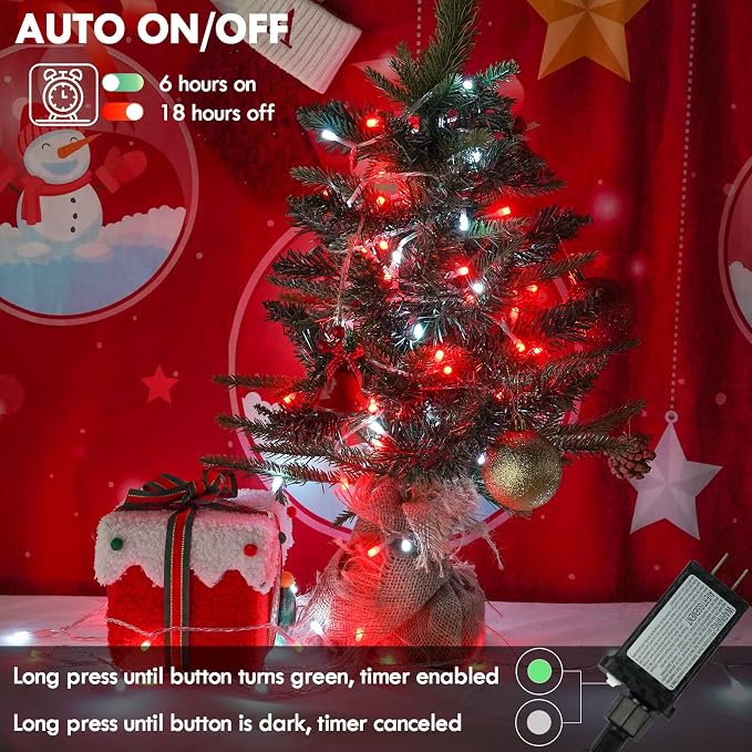 88FT 240LED Extra-Long Connectable String Lights Indoor Outdoor Clear Wire, Red&White Christmas String Lights, Plug in Twinkle Fairy Light with Timer for Wedding Patio Tree Yard Christmas Decorations