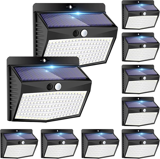 Solar Outdoor Lights, [138 LED/10 Packs] Solar Motion Sensor Security Lights with 3 Lighting Modes Wall Lights Waterproof Solar Powered Lights for Garden Fence Yard Deck