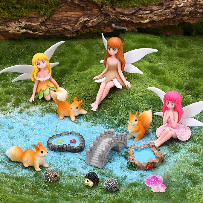 Fairy Garden Accessories 25Pcs - Miniature Garden Ornaments Landscape Decorations Mini Fairy Figures Animal Plant Furniture Set for DIY Terrarium Potted Plants Dollhouse Decor