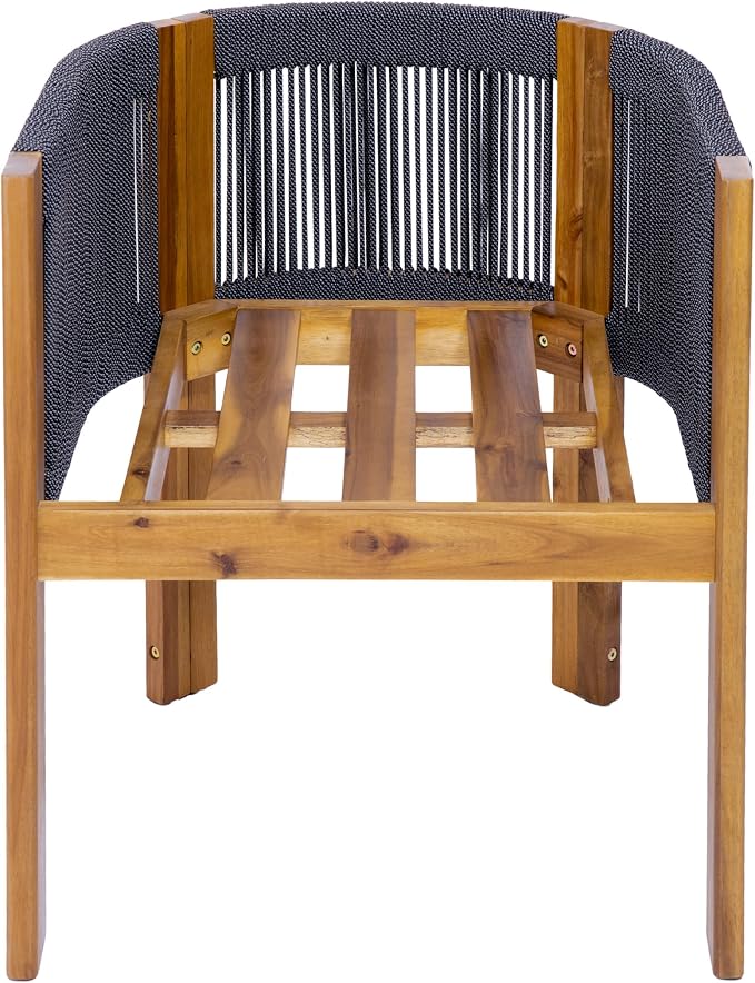 Christopher Knight Home Matera Acacia Wood Outdoor Dining Set for 6, 7 Piece Patio Dining Table and Chair Set, Wooden Outdoor Dining Armchair and Table Set with Cushion, Black+Teak+Sand