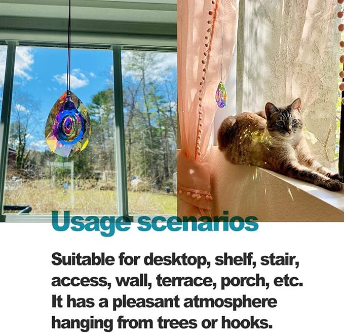 89mm/3.5in Hanging Chandelier Crystals Prism for Window Suncatchers Rainbow | Glass Prisms Hanging Window Crystals Suncatcher Chandelier Parts Light Catchers Rainbow Maker Pendants